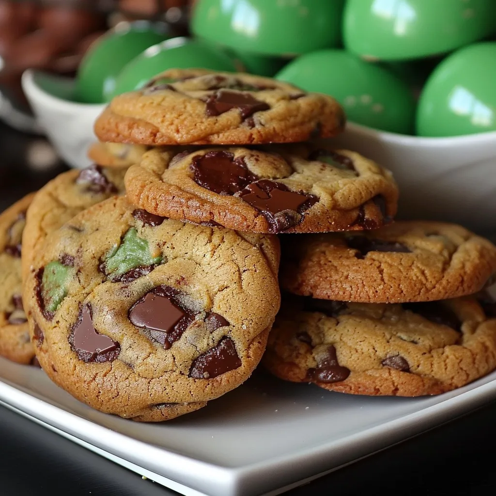 Green and black swirled chocolate chip cookies inspired by the Philadelphia Eagles team colors.