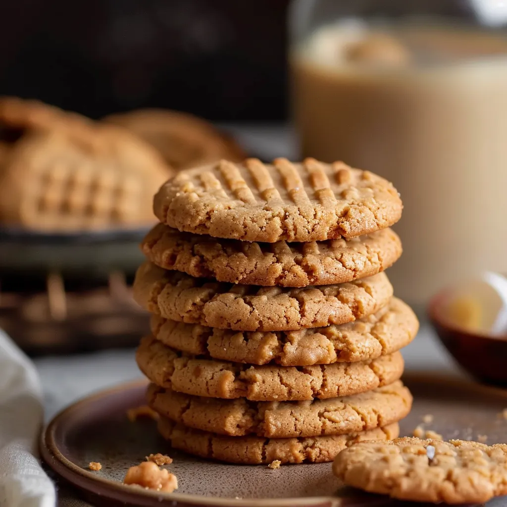 Soft and chewy peanut butter cookies baked in the air fryer, golden and delicious.