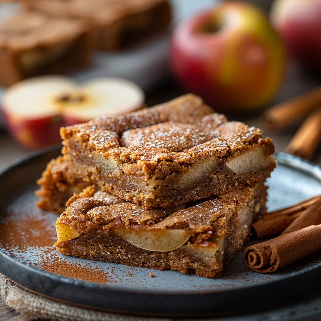 A plate of food with a slice of cake and a slice of apple.