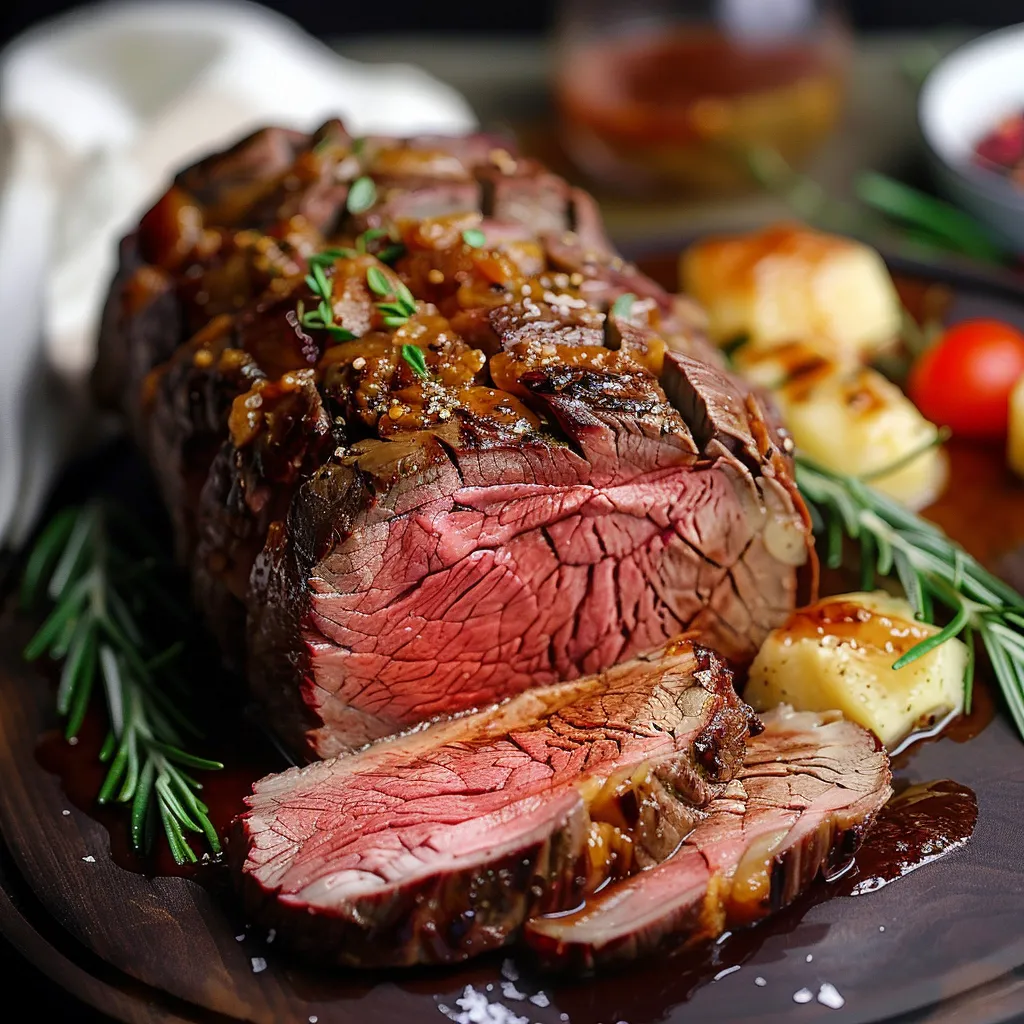 A large piece of meat on a plate.