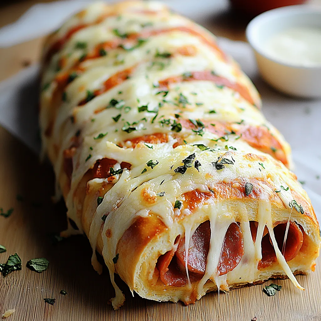 A cheese and sausage filled bread roll.