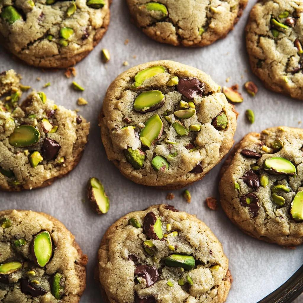 A pan of cookies with almonds and pistachios.