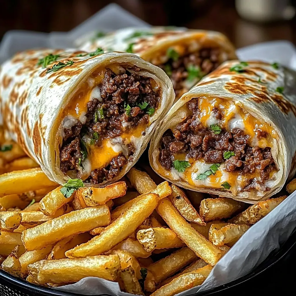 A plate of french fries and a burrito.