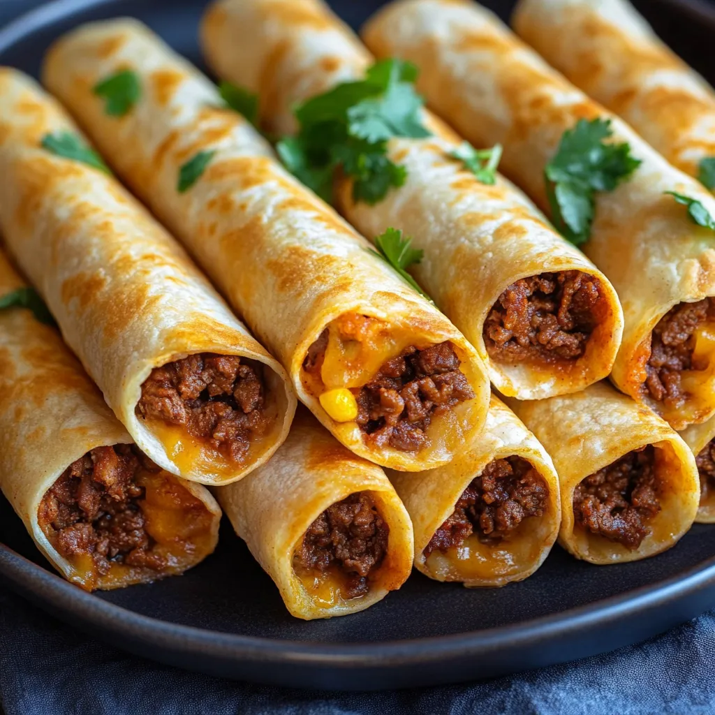 A plate of burritos with green toppings.