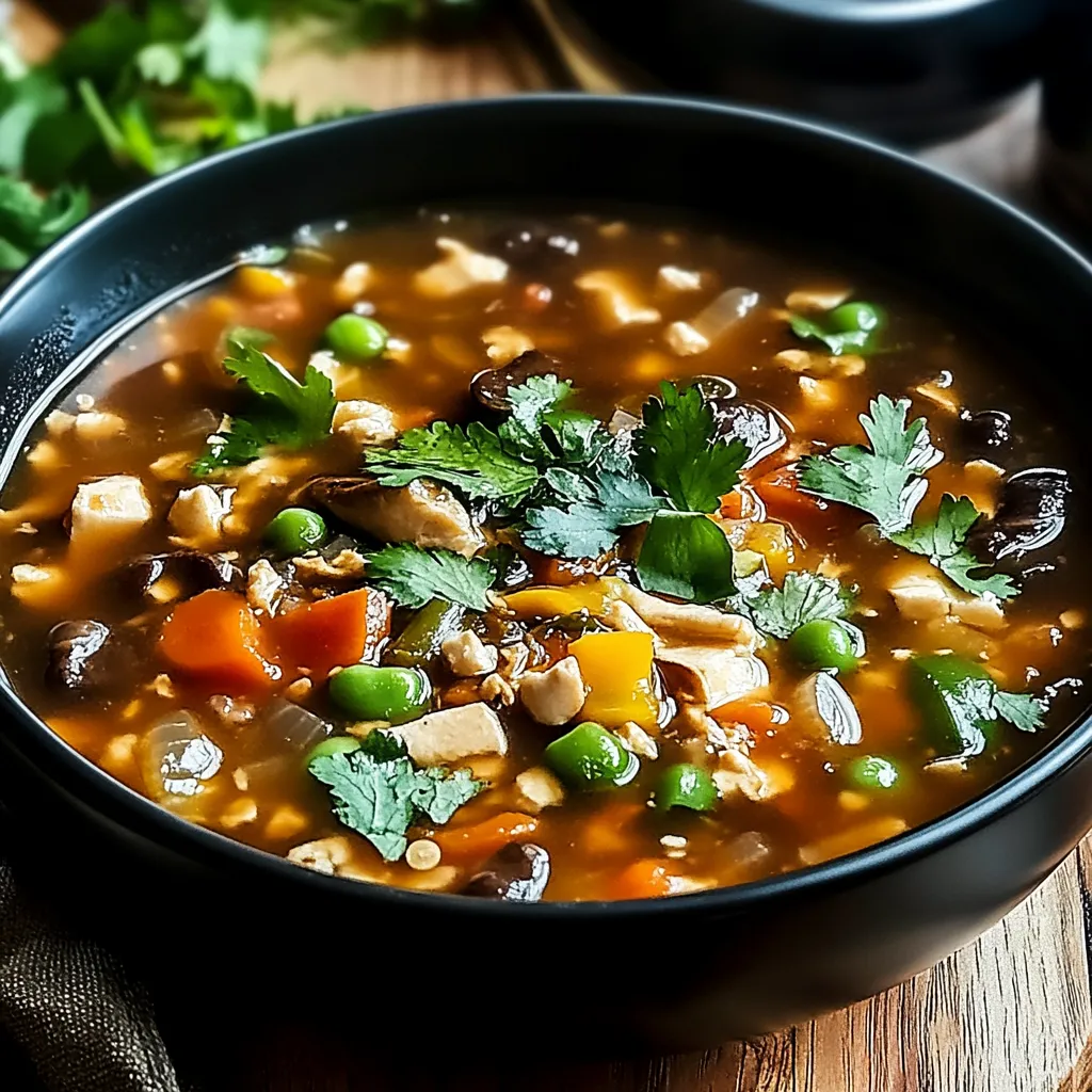 A bowl of soup with vegetables and meat.