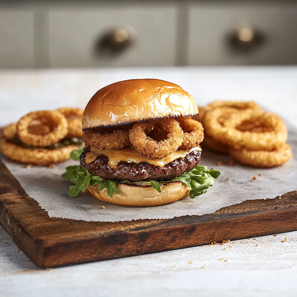 A burger with a bun and cheese.