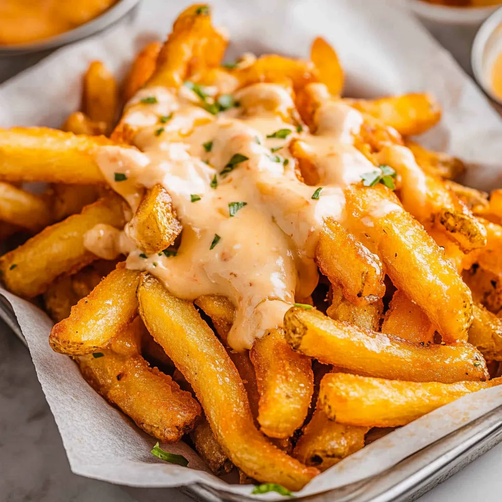 A plate of fries with cheese on top.