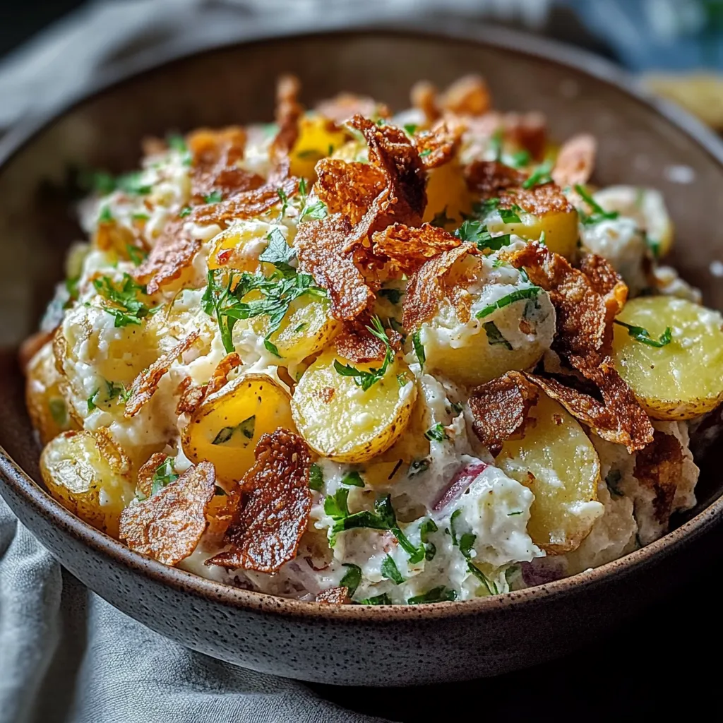 A bowl of food with chips and potatoes.