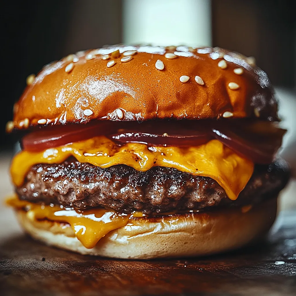 A burger with cheese and ketchup.