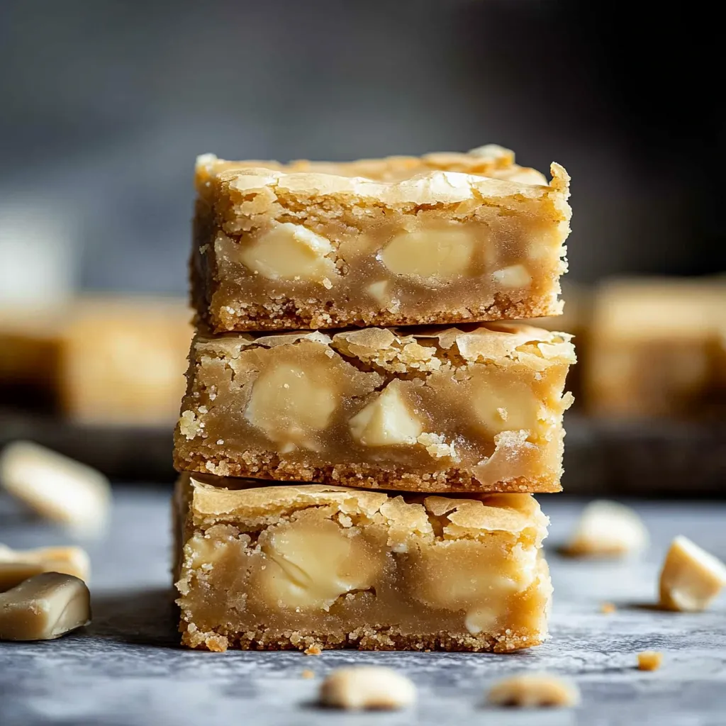 A stack of three square pieces of cake.
