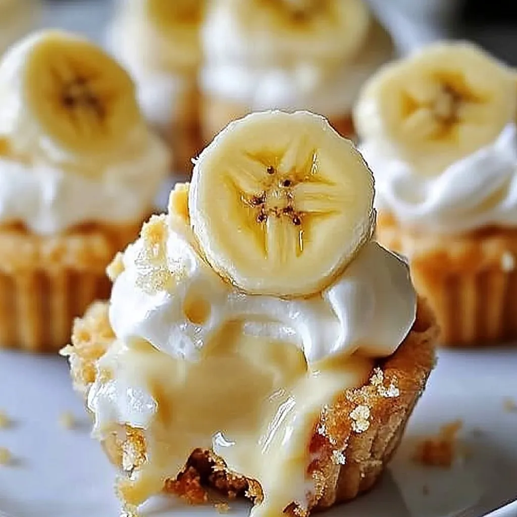 A cupcake with banana slices on top.