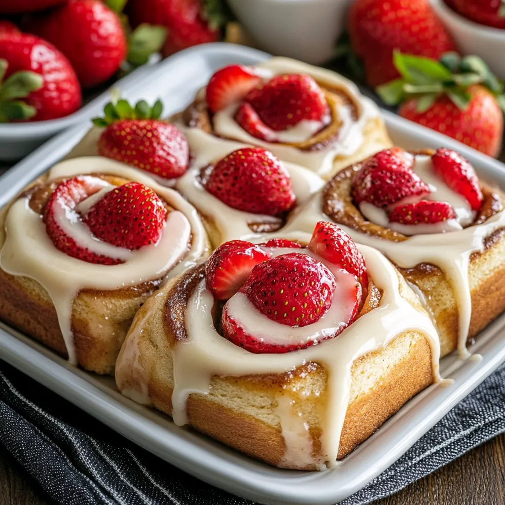 A plate of strawberry rolls.