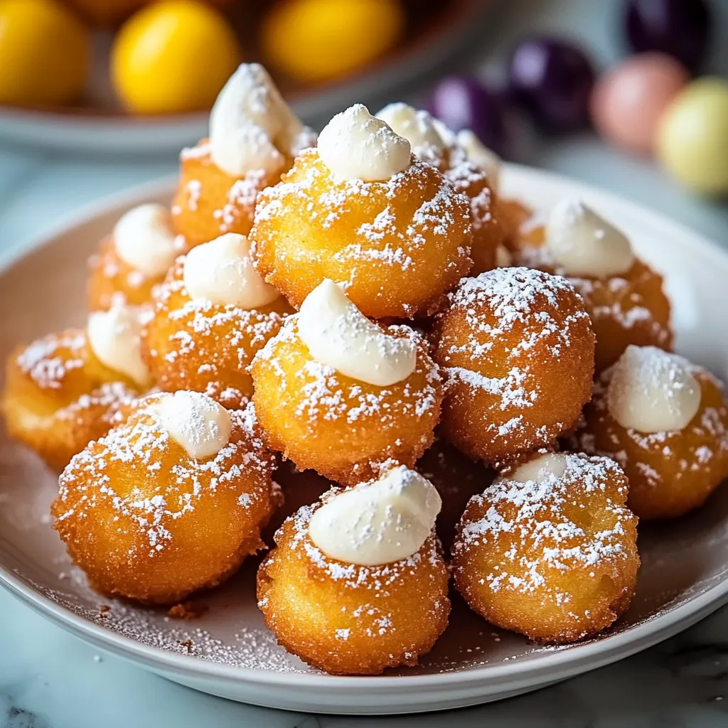 A plate of powdered donuts.