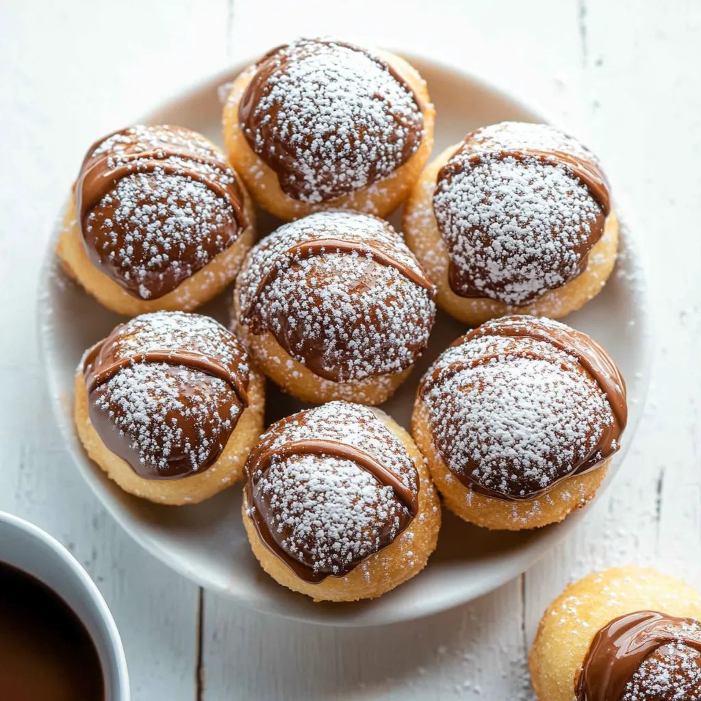 A plate of chocolate covered doughnuts.