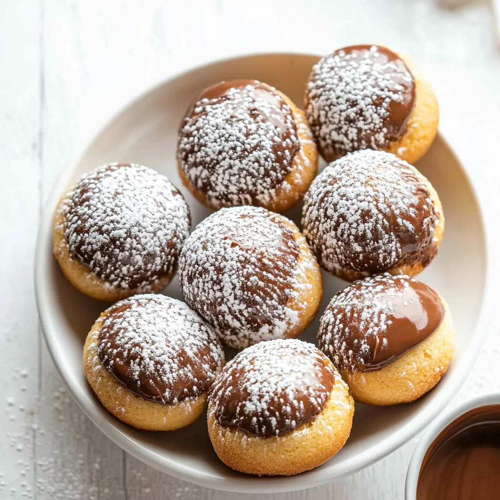 A bowl of chocolate covered donuts.