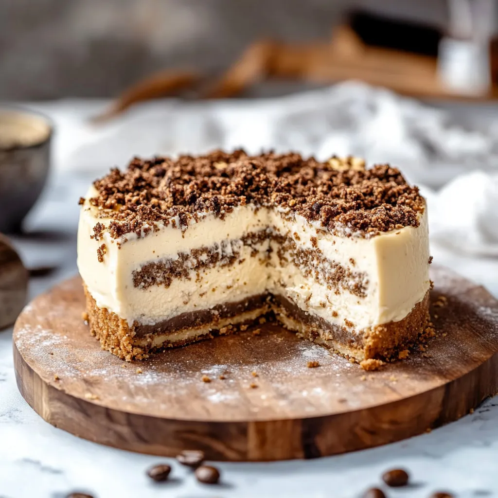 A slice of cake on a wooden table.
