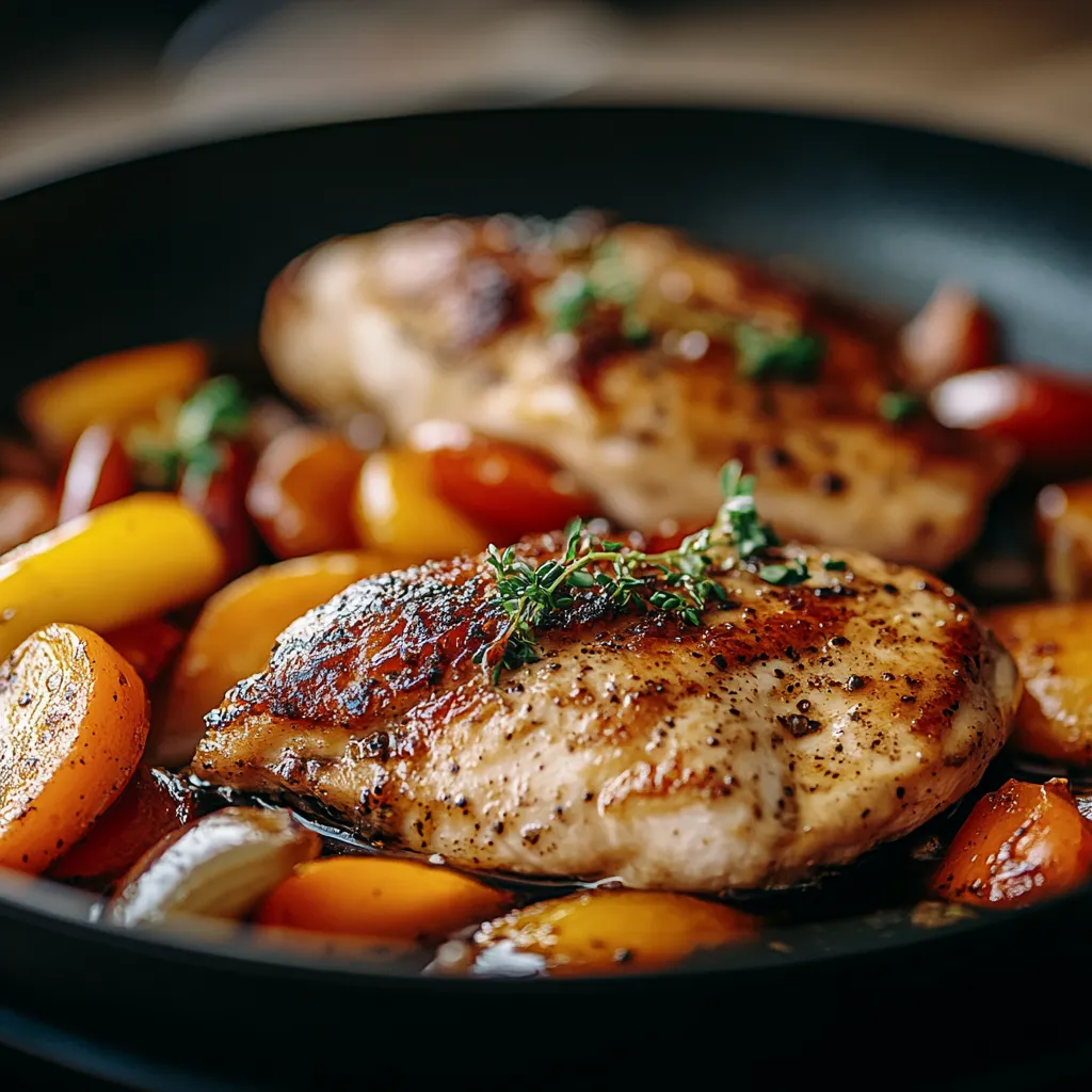 A plate of food with chicken and vegetables.