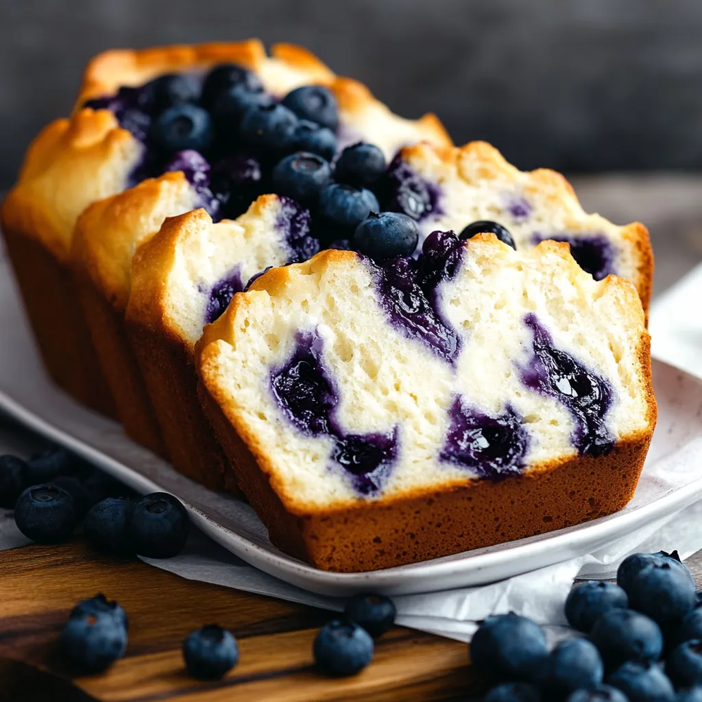 A slice of blueberry cake on a plate.