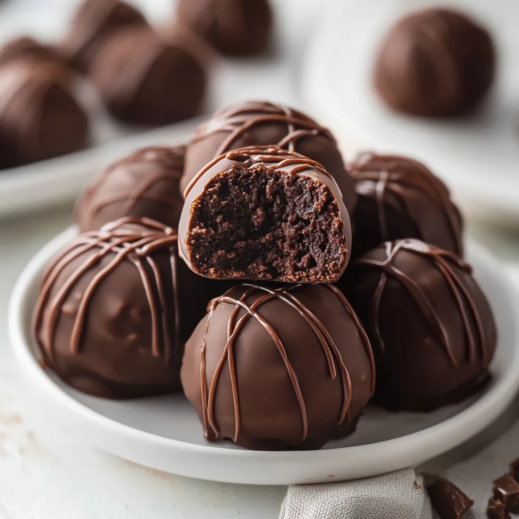 Chocolate balls on a plate.