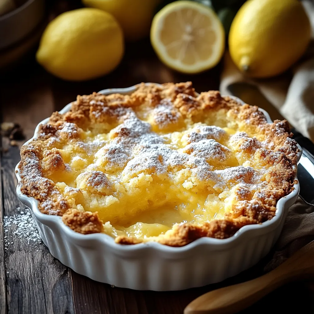 A lemon cake with powdered sugar on top.