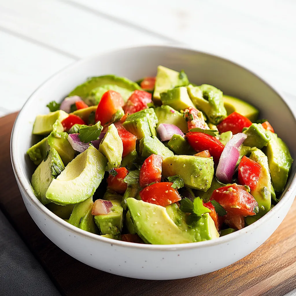 A bowl of sliced avocado and tomatoes.