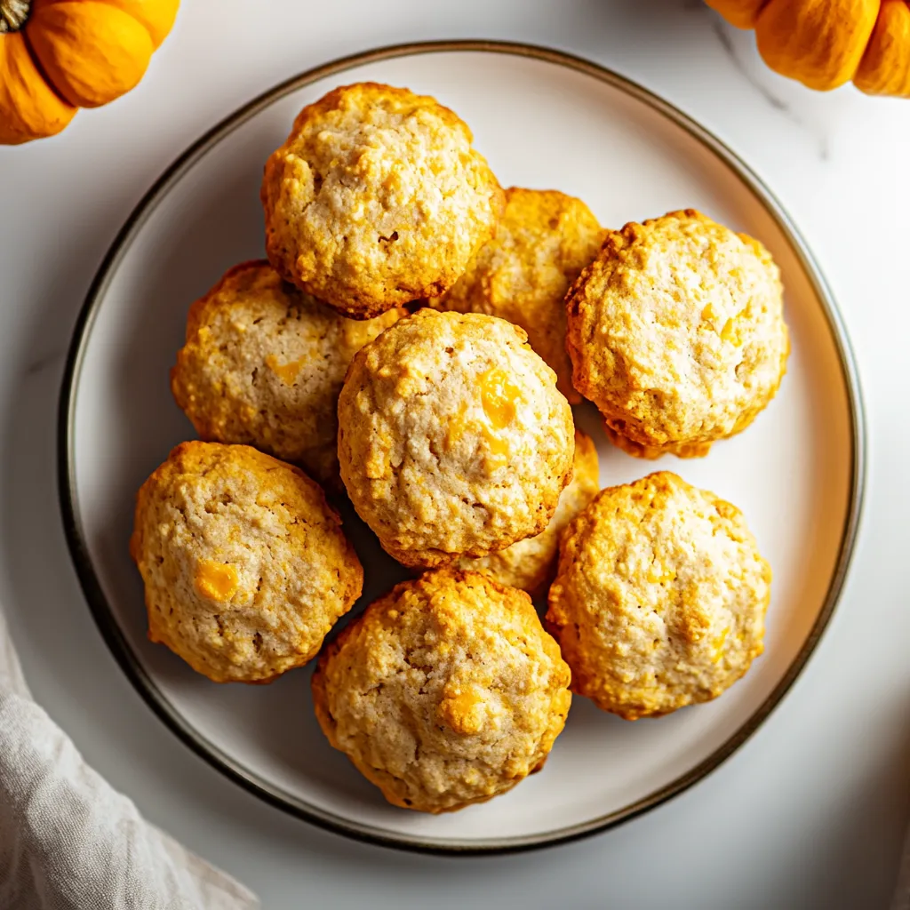 A plate of muffins with a pumpkin in the background.