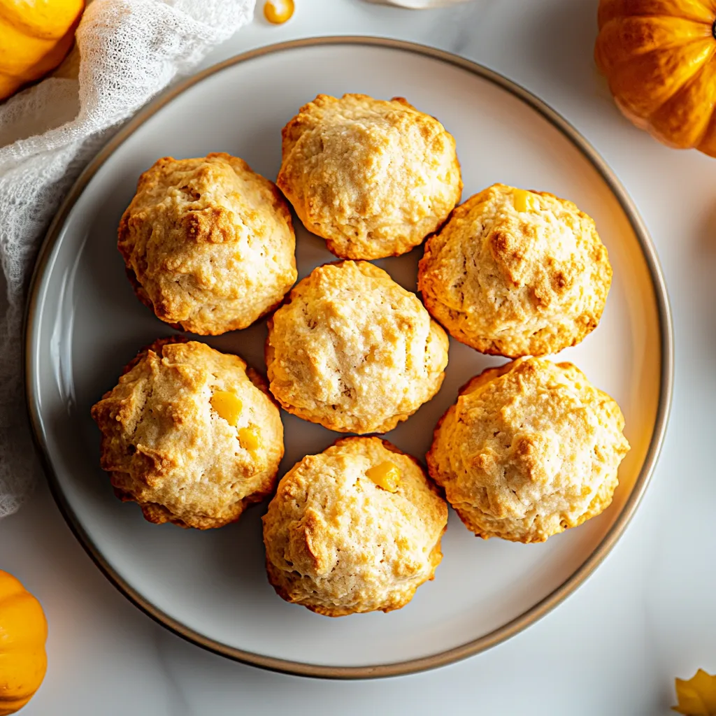 A plate of muffins with a pumpkin in the background.