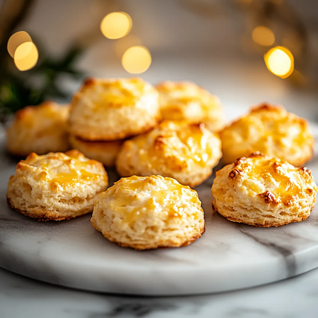 A plate of biscuits with cheese on top.