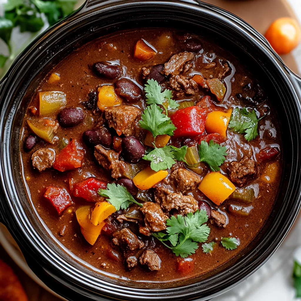 A bowl of chili with a spoon in it.