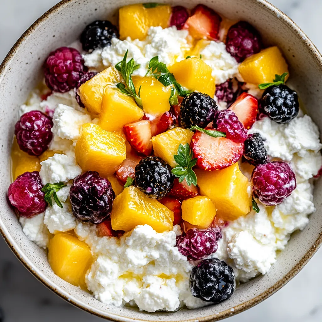 A bowl of fruit with strawberries, raspberries, and pineapple.