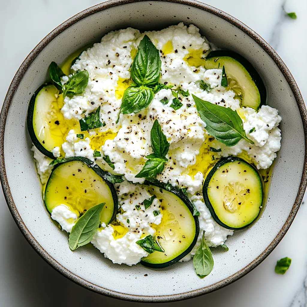 A bowl of food with zucchini and cheese.