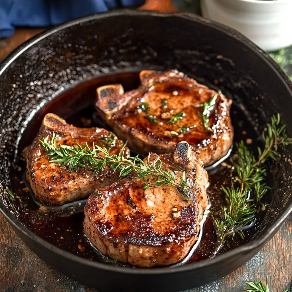 A pan of meat with herbs on top.