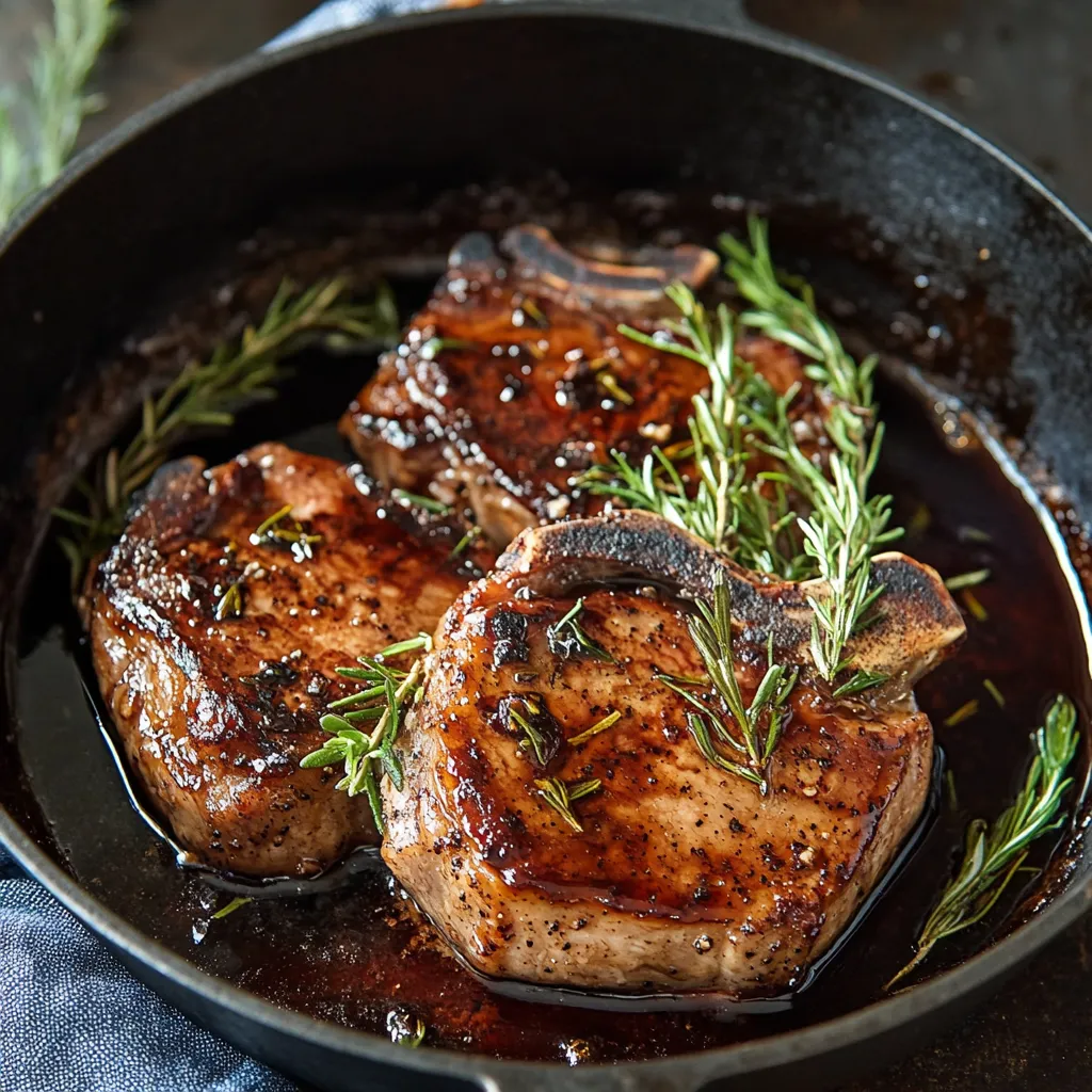 A pan of meat with herbs on top.