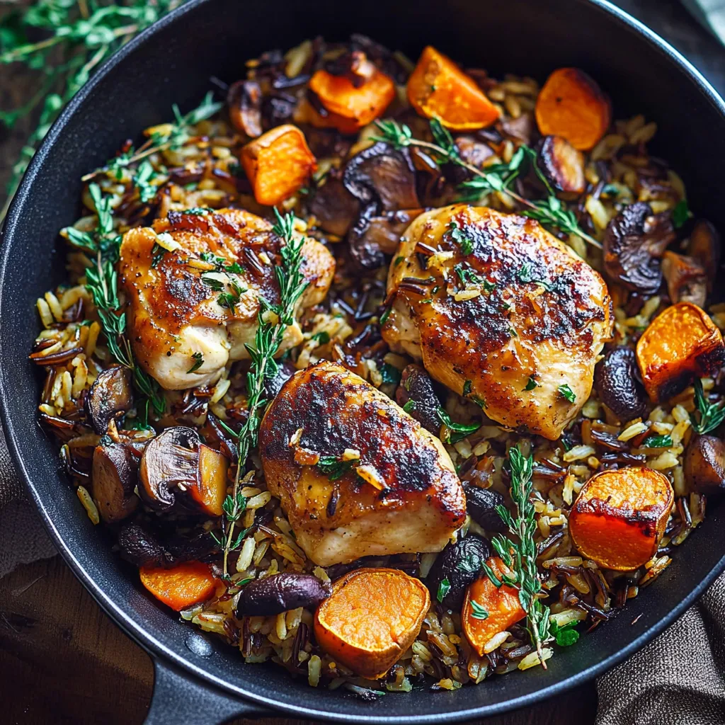 A pan of rice with chicken and vegetables.