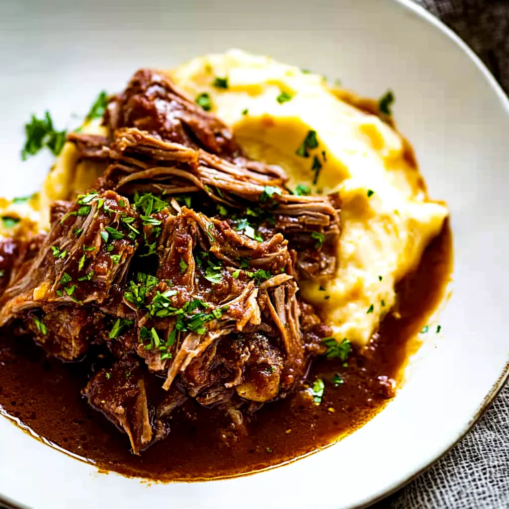 A plate of food with meat and potatoes.