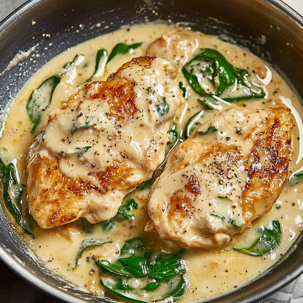 A bowl of chicken with greens.