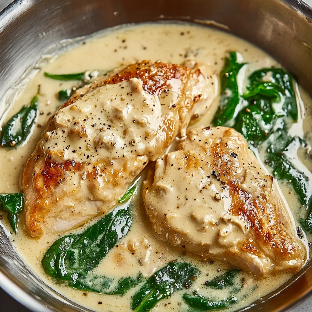 A bowl of chicken with greens.