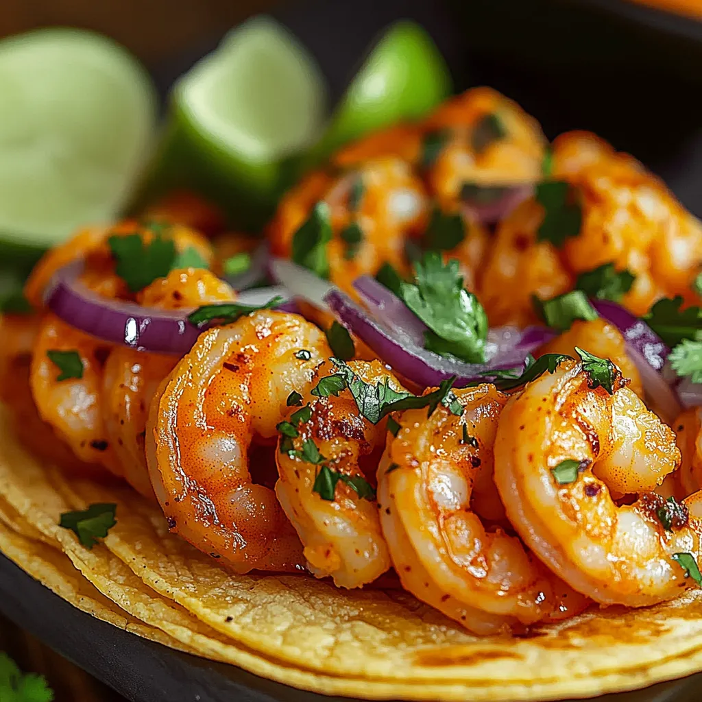 A plate of shrimp with lime and onions.