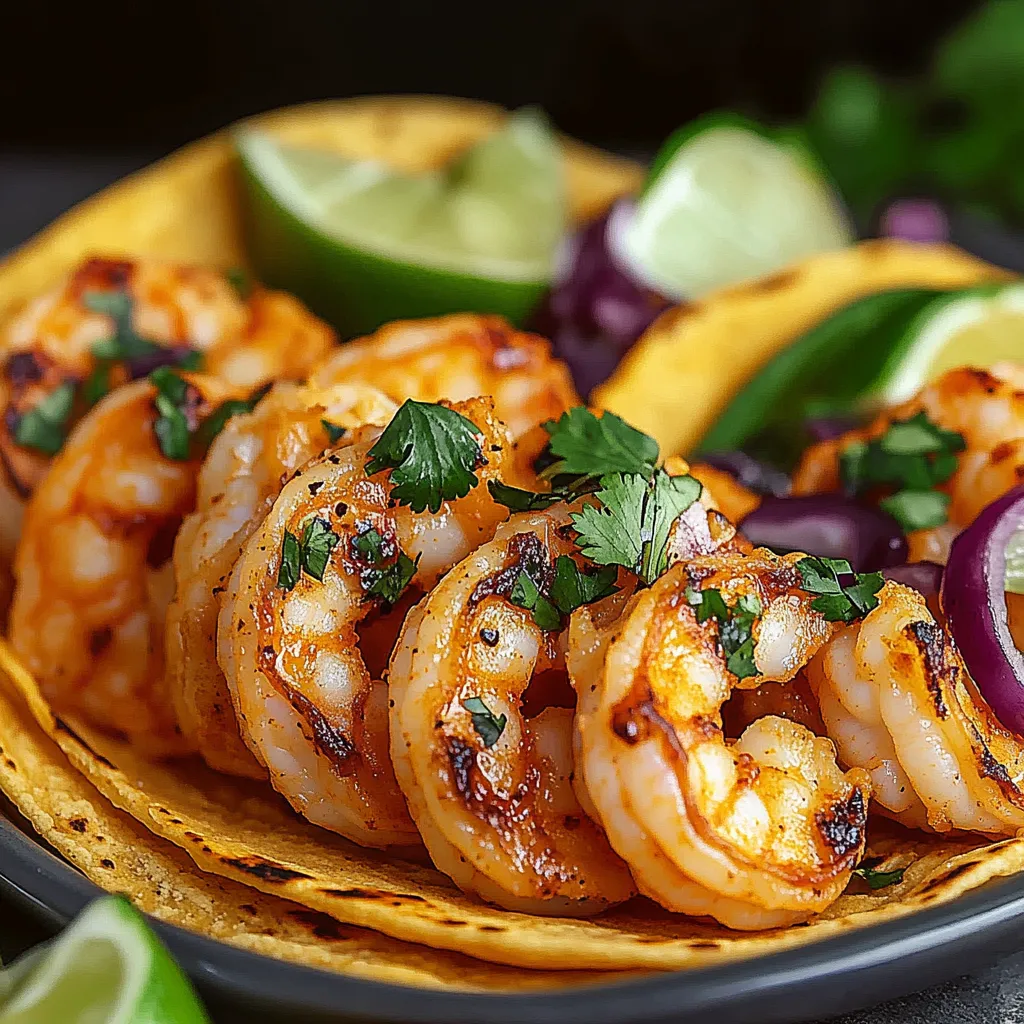 A plate of shrimp with limes and onions.