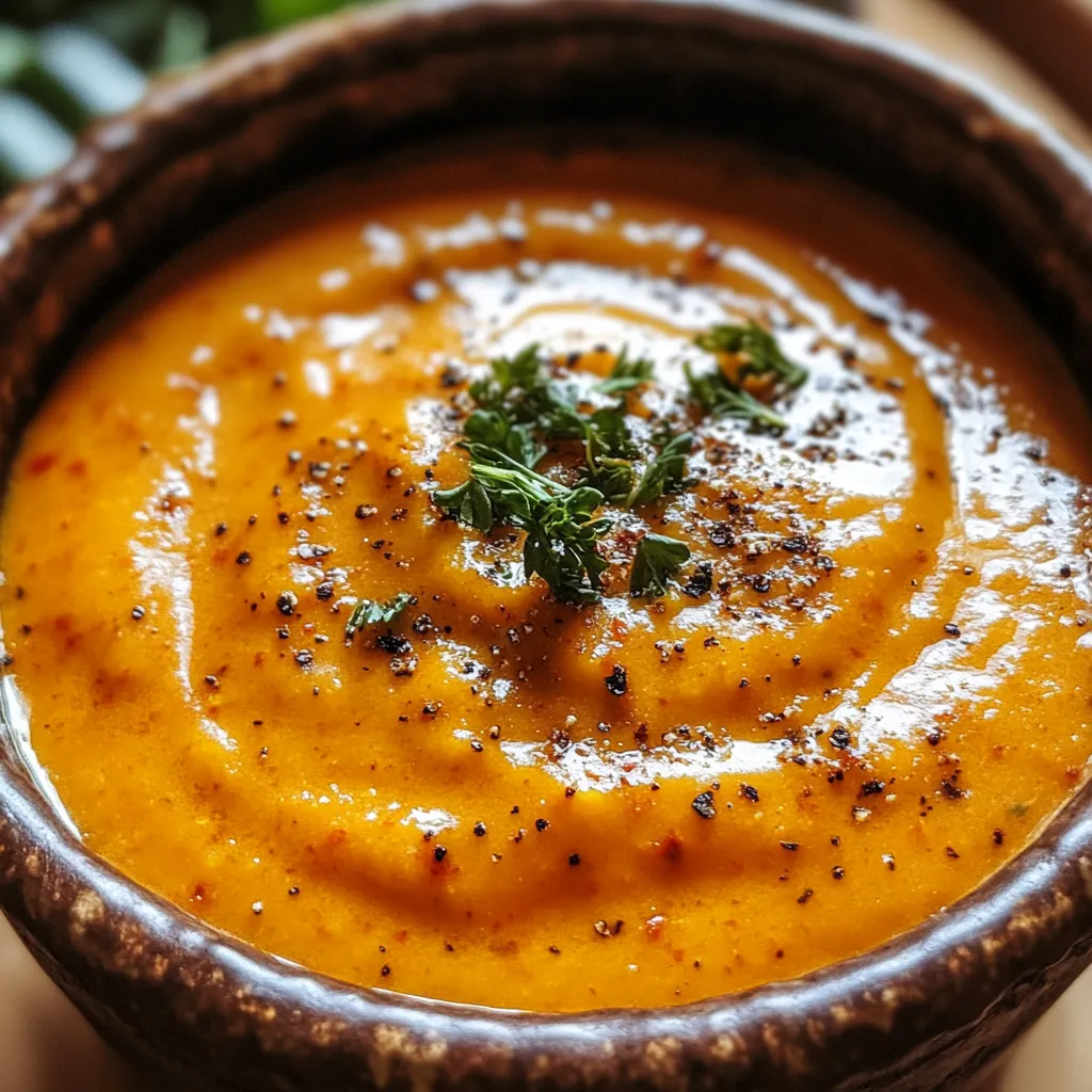 A bowl of soup with a spoon in it.