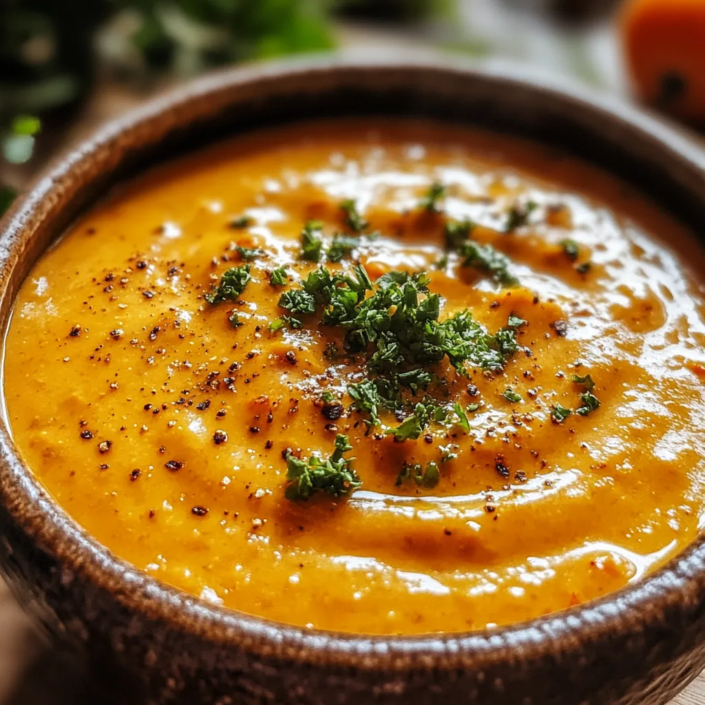 A bowl of soup with a spoon in it.