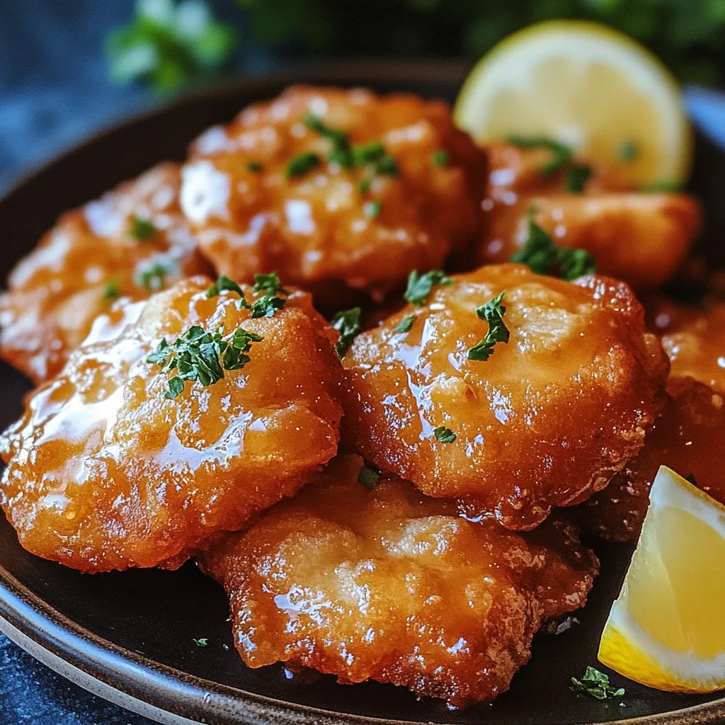 A plate of food with a lemon wedge on the side.