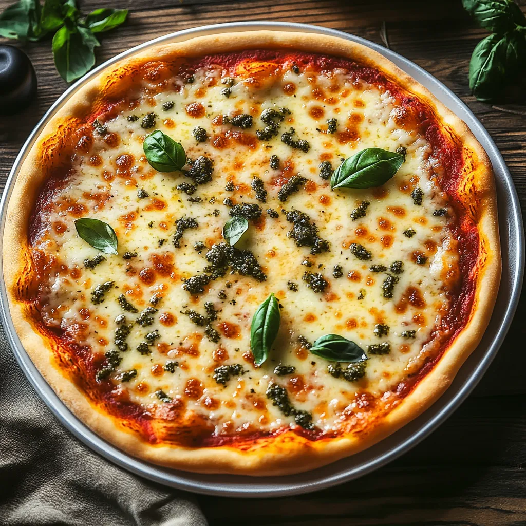 A pizza with spinach and cheese on top.