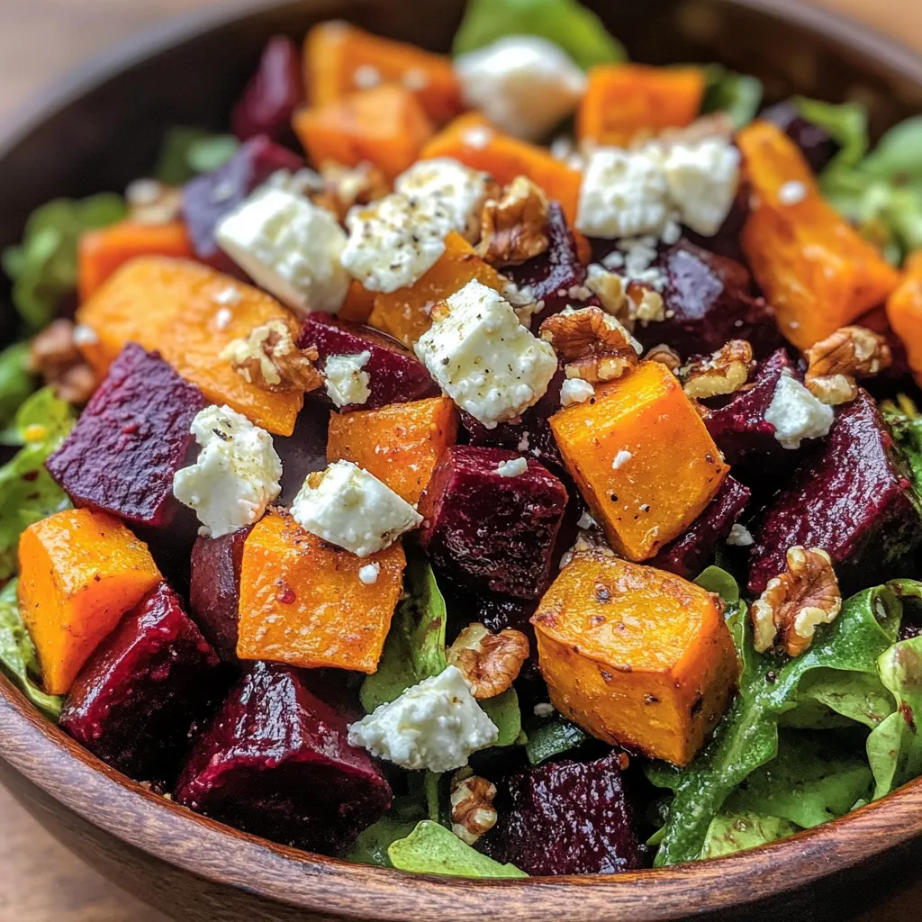 A bowl of salad with feta cheese and walnuts.