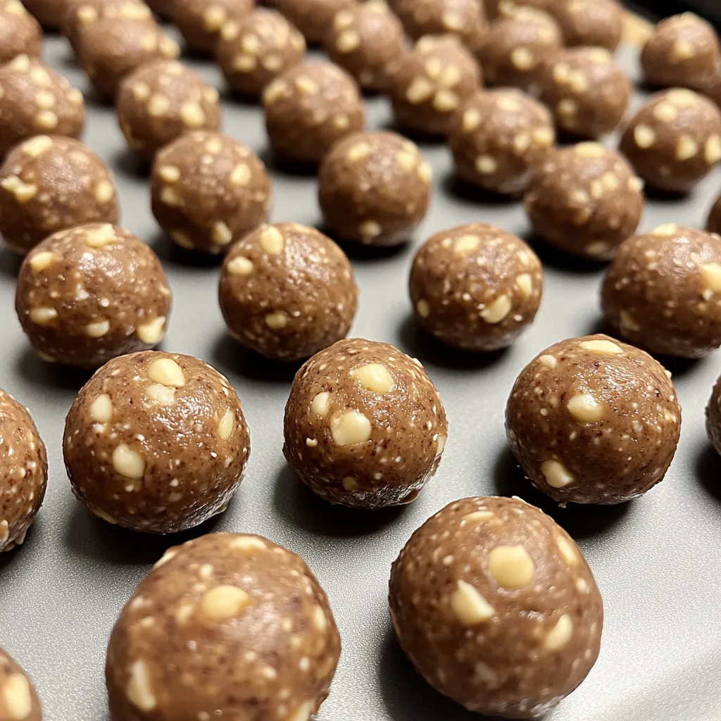 A tray of chocolate covered raisins.