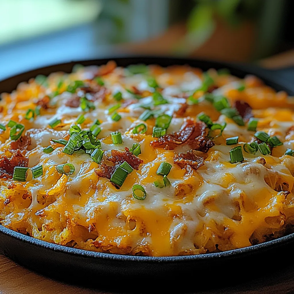 A pan of food with cheese and bacon.