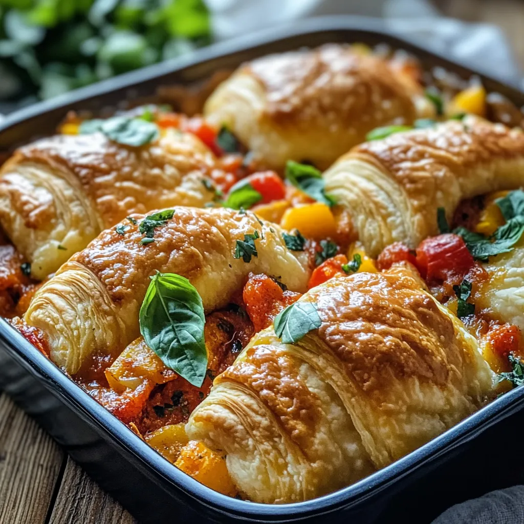 A pan of food with a green leaf on top.