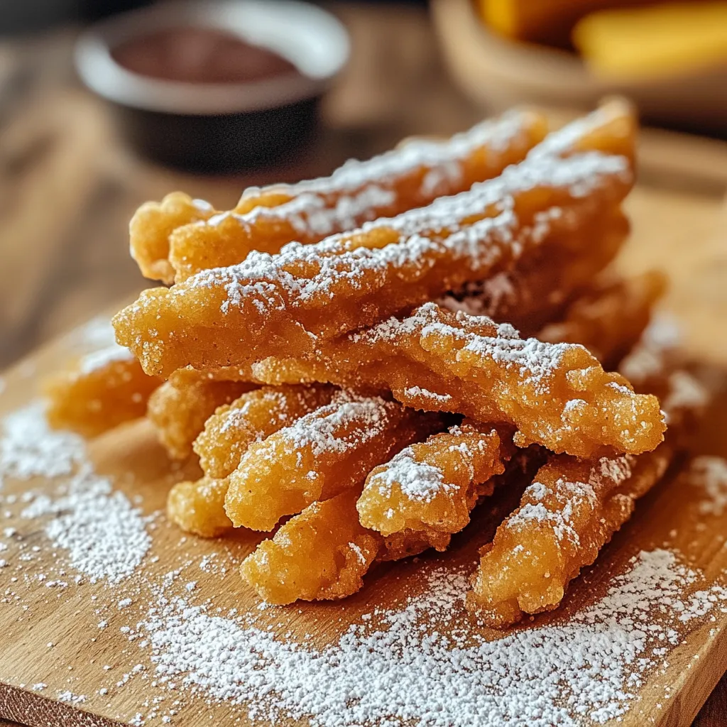 A plate of fried dough covered in powdered sugar.