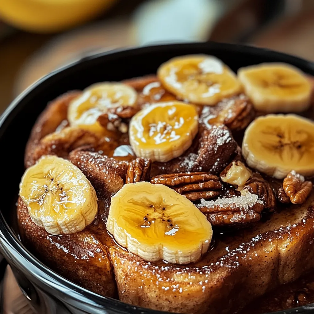 A bowl of banana bread with nuts on top.