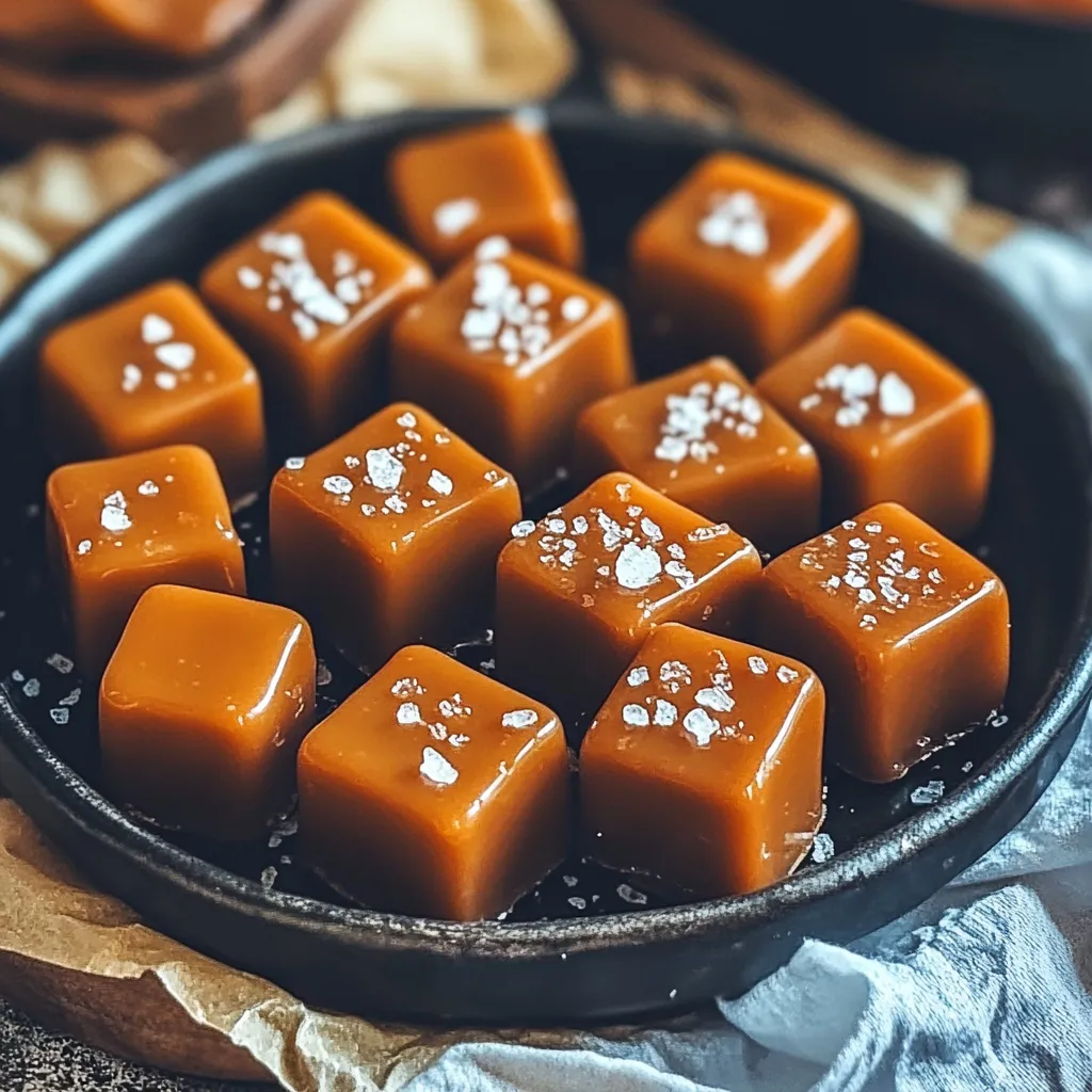 A bowl of caramel candies with sugar on top.